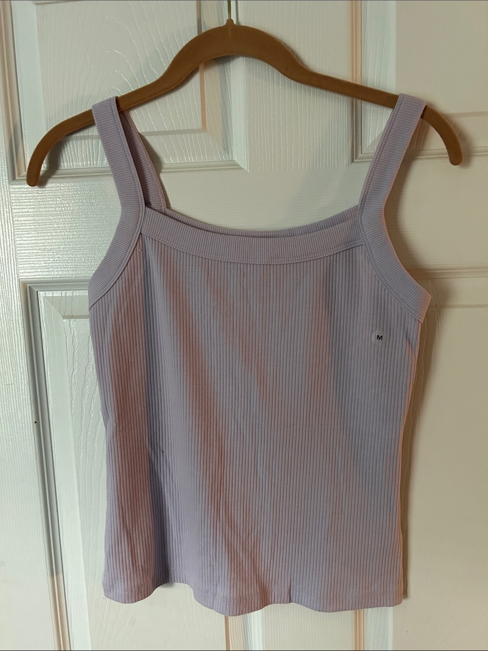 Ribbed Lavender Tank Top with Wide Straps